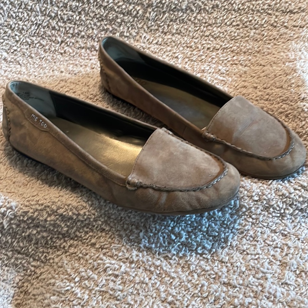 Women’s size 14M gray suede loafers brand me too
